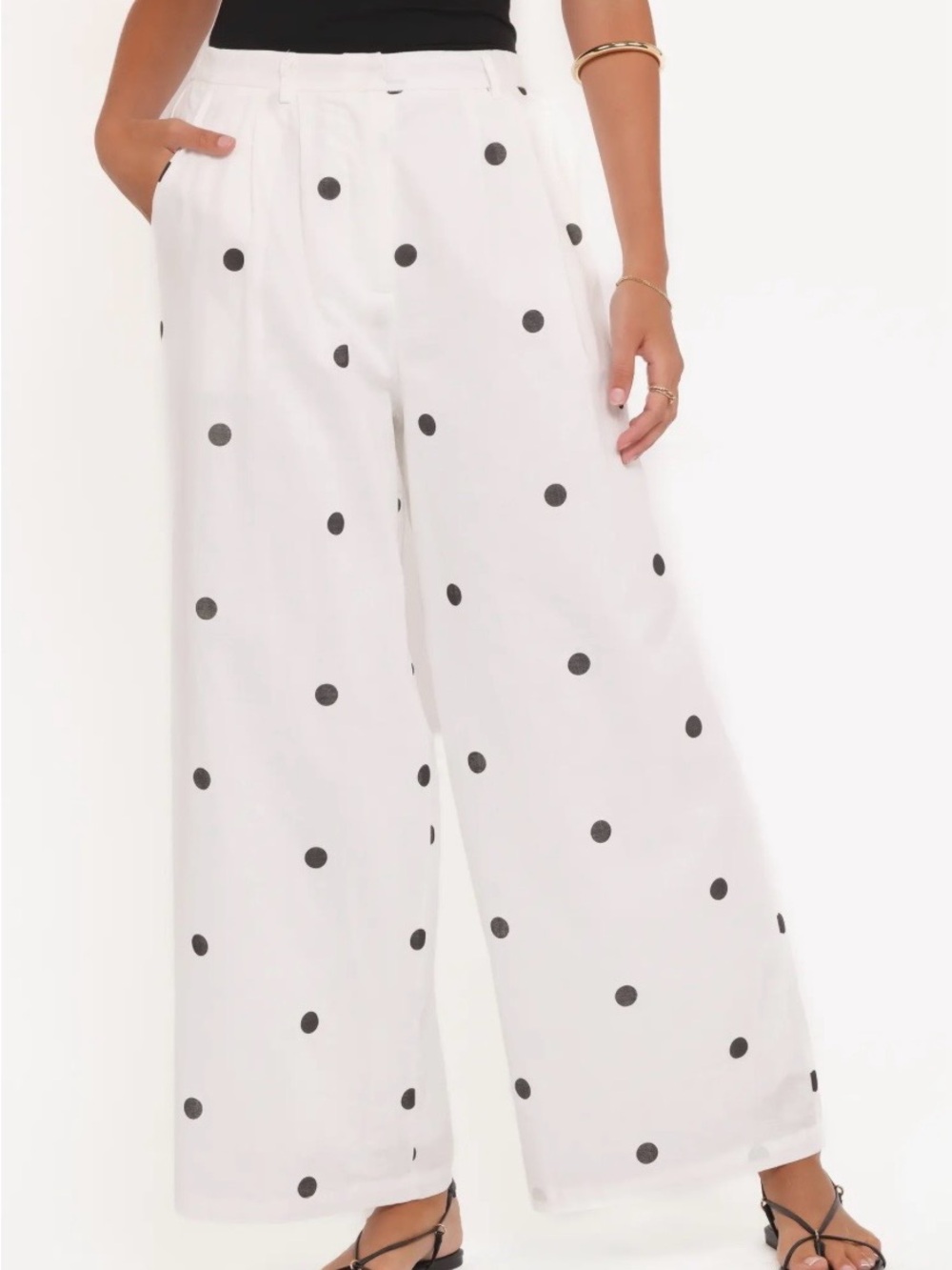 Ann Taylor Factory White Wide Leg Polka Dot Cropped Pants